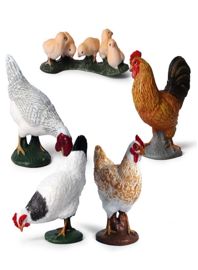 Fevoila Farm Animals Figures, 5 Piece Simulated Farm Chicken Animal Statue Realistic Chicken Farm Animals Figures Cake Topper, Chicken Model Easter Egg Christmas Birthday Gift - Image 1